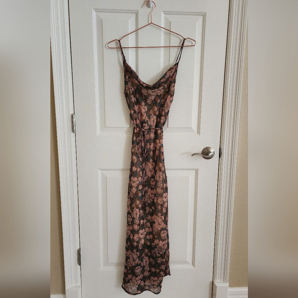 Audrey 3+1 floor length floral maxi dress with waist tie